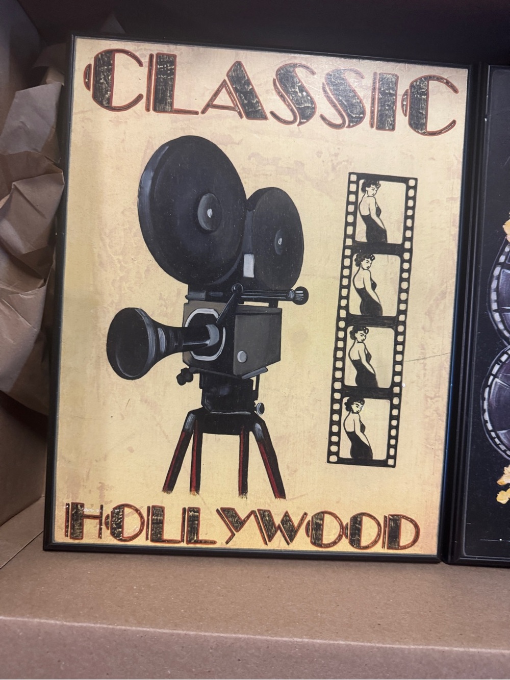 Classic Hollywood Movie Camera Wall Art - Black & Cream
